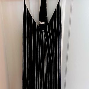 Alice + Olivia navy striped racerback silk slip mini dress
